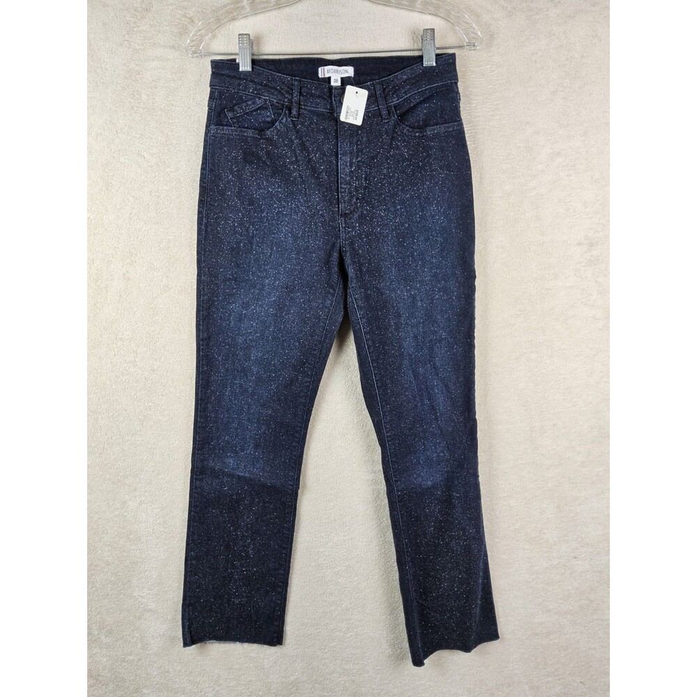 Morrison Women's The Friend Mid Rise Slim Straight Raw Hem Sparkle Jeans Size 28
